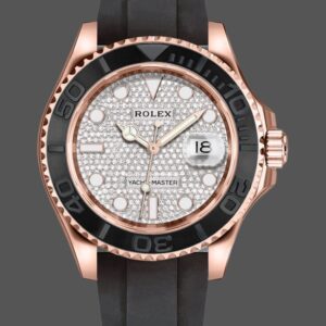 Rolex Yacht Master II 126655 Diamond Pave Dial Rose Gold 40mm Mens Replica Watch