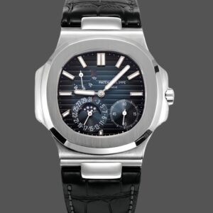 Patek Philippe Nautilus Moon Phases Rose & White Gold Slate Blue Sunburst 5712GR 001