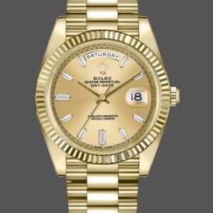Rolex Day-Date 228238 Champagne Diamond Dial Fluted Bezel 40mm Mens Replica Watch