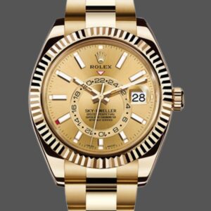 Rolex Sky-Dweller 326938 Yellow Gold Champagne Dial 42mm Mens Replica Watch