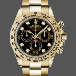 Rolex Daytona 116508 Yellow Gold Black Diamond Dial 40MM Mens Replica Watch