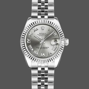 Rolex Datejust 179174 Rhodium Grey Dial Fluted Bezel 26MM Lady Replica Watch