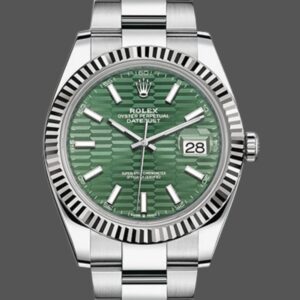 Rolex Datejust 126334 Fluted Bezel Green Motif Dial 41MM Mens Replica Watch