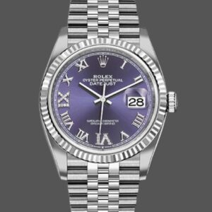 Rolex Datejust 126234 Fluted Bezel Aubergine Dial 36MM Unisex Replica Watch