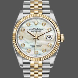Rolex Datejust 126233 White MOP Diamond Dial Fluted Bezel 36MM Unisex Replica Watch