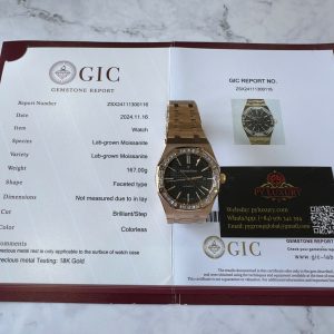 Audemars Piguet Royal Oak 15400OR Black Dial Custom Baguette Moissanite Bezel 18K Gold Wrapped 1:1 Best Replica 41mm